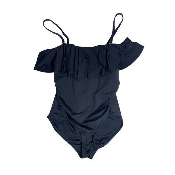 La Blanca Convertible Ruffle One-Piece Swimsuit Black 18W - Picture 2 of 8